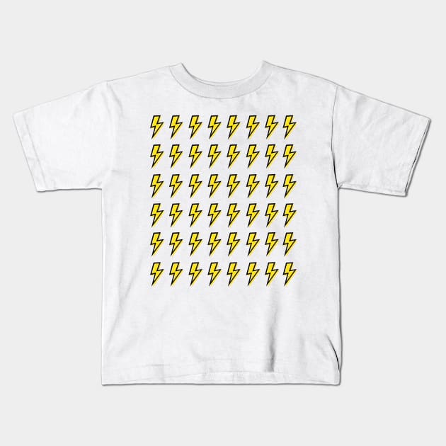Yellow and Black Lightning Bolts Layered Pattern Kids T-Shirt by OneThreeSix
